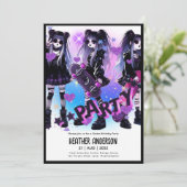 Anime Skater Girl Birthday Party Skateboarding Einladung (Stehend Vorderseite)