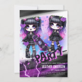 Anime Skater Girl Birthday Party Skateboarding Einladung (Vorderseite)