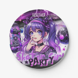 Anime Skater Girl Birthday Party Skateboarding Pappteller
