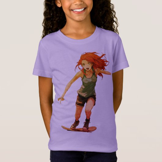 Anime Skater Girl T-Shirt (Vorderseite)