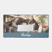 Anime Sleeping Cat Schreibtischunterlage (Tastatur & Maus)