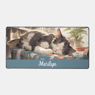 Anime Sleeping Cat Schreibtischunterlage