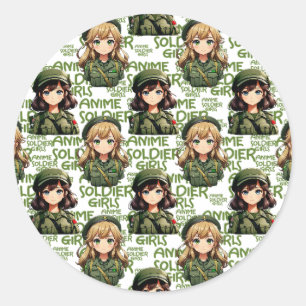 Anime Soldier Girls Design Runder Aufkleber