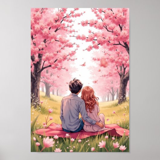 Anime Spring Blossom Picnic Wall Art Poster (Vorne)