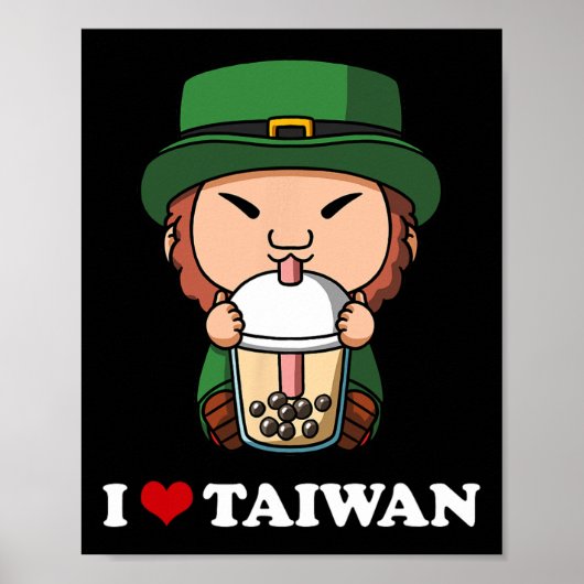 Anime St Patricks Day Leprechaun Bubble Tee I Lieb Poster (Vorne)