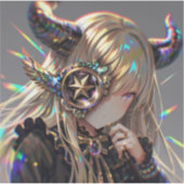 Anime Steampunk Horned Beauty mit Star Monocle Aufkleber (Vorderseite)
