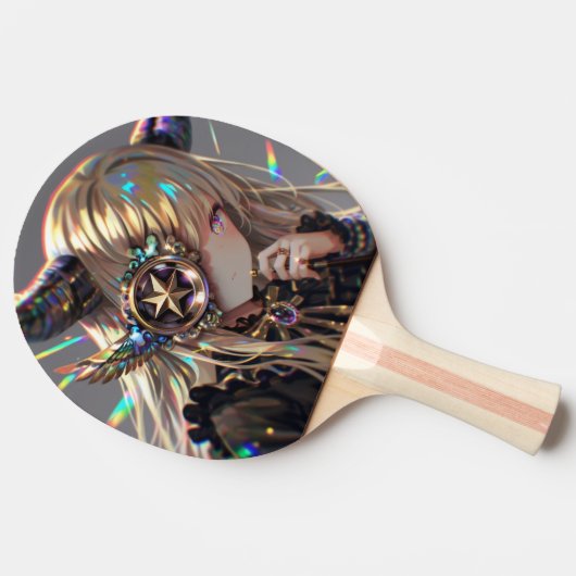 Anime Steampunk Horned Beauty mit Star Monocle Tischtennis Schläger (Seitenansicht)