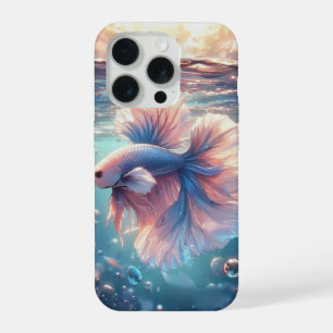 Anime-Stil perlweißer Halfmoon-Bettafisch iPhone 15 Pro Hülle
