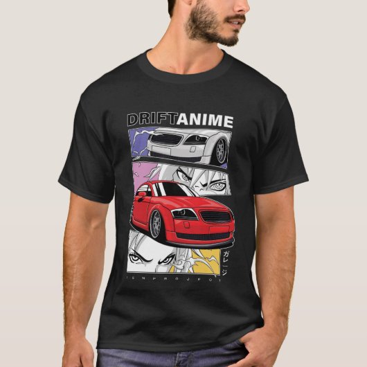 Anime Street Racing Car Illustration Art T-Shirt (Vorderseite)