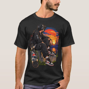 Anime Street Skate Japanischer Sonnenuntergang Ska T-Shirt