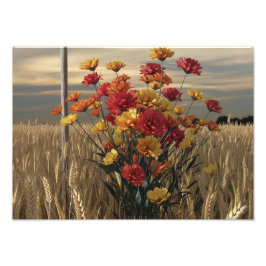 Anime-Style 3D-Render der Herbst-Wildblume Bouquet Fotodruck