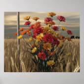 Anime-Style 3D-Render der Herbst-Wildblume Bouquet Poster (Vorne)