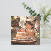 Anime Style Birthday Celebration Art Einladung (Stehend Vorderseite)