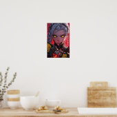 Anime Style Concept Art on Red Background Poster (Küche)