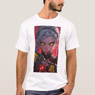 Anime Style Concept Art on Red Background T - Shir T-Shirt
