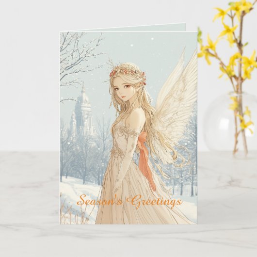 Anime Style Engel Christmas Karte (Gelbe Blume)