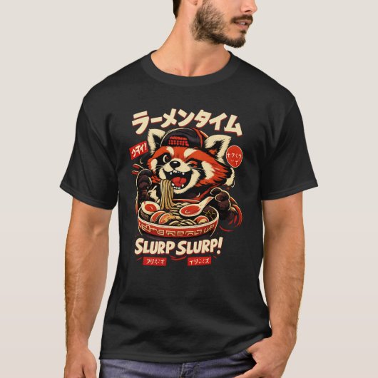 Anime Style Foodie T-Shirt – Cool Animal Ramen Bow (Vorderseite)