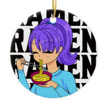 Anime style girl aß Noodles schwarzen Text