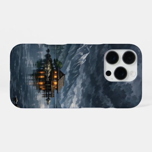 anime style lake with mountains iPhone hülle (Rückseite (Horizontal))