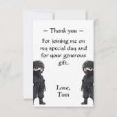 Anime Style Ninja Warrior Boys Birthday Party Dankeskarte (Rückseite)