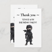 Anime Style Ninja Warrior Boys Birthday Party Dankeskarte (Vorne/Hinten)