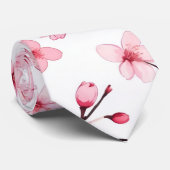 Anime Style Pink Cherry Blossom Muster Krawatte (Gerollt)