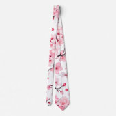 Anime Style Pink Cherry Blossom Muster Krawatte (Rückseite)