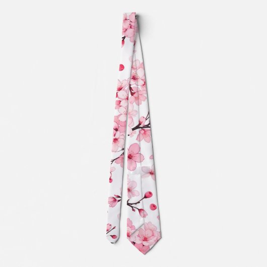 Anime Style Pink Cherry Blossom Muster Krawatte (Rückseite)