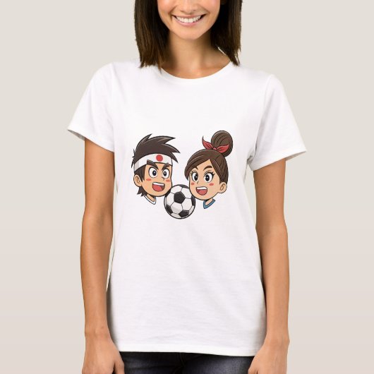 Anime Style soccer Couple T-Shirt (Vorderseite)