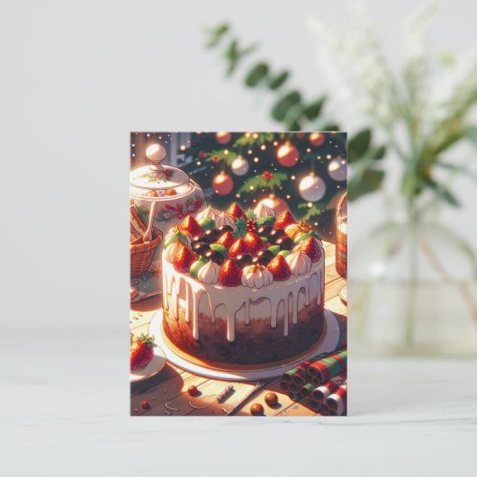 Anime Style Strawbere Cake Postkarte (Stehend Vorderseite)