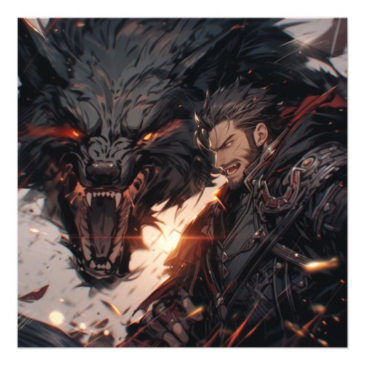 Anime style Vampire versus Werewolf Fotodruck (Vorne)