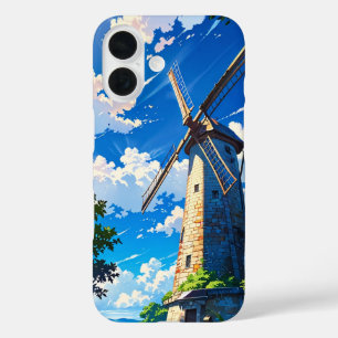 Anime Summer Windmill Landschaft iPhone 16 Hülle