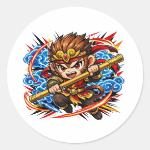 Anime Sun Wukong Monkey King - Reise nach Westen Runder Aufkleber