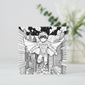 Anime Superhero Boy | Kid's Coloring Save The Date (Stehend Vorderseite)