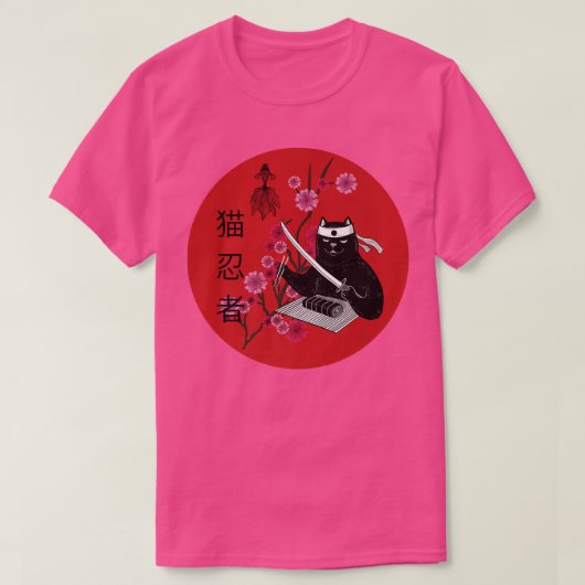 Anime Sushi Cat Japanese Samurai Cat T-Shirt (Design vorne)