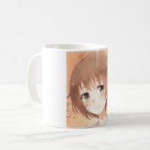 Anime, süß-braunhaariges Mädchen Kaffeetasse (Vorderseite Links)