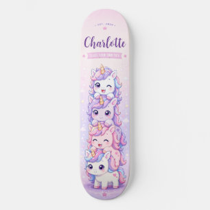Anime Süßes Rosa und Lila Einhorn Personalisiert Skateboard