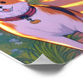 Anime Teenager hört Musik beim Hund Poster (Ecke)