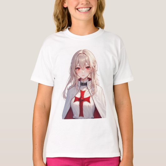 Anime Templer Ritter Mädchen T-Shirt (Vorderseite)