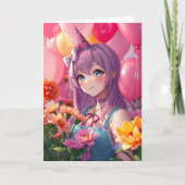 Anime Themed Birthday Girl Karte (Vorderseite)