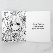 Anime Themed Birthday Girl Large Karte (Innenseite)