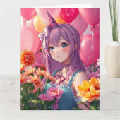 Anime Themed Birthday Girl Large Karte (Vorderseite)