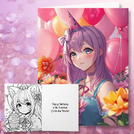 Anime Themed Birthday Girl Large Karte