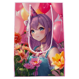 Anime Themed Birthday Girl Mittlere Geschenktüte