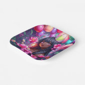 Anime Themed Birthday Girl of Color Pappteller (Gewinkelt)