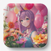 Anime Themed Birthday Girl Pappteller (Vorderseite)