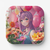 Anime Themed Birthday Girl Pappteller (Vorderseite)