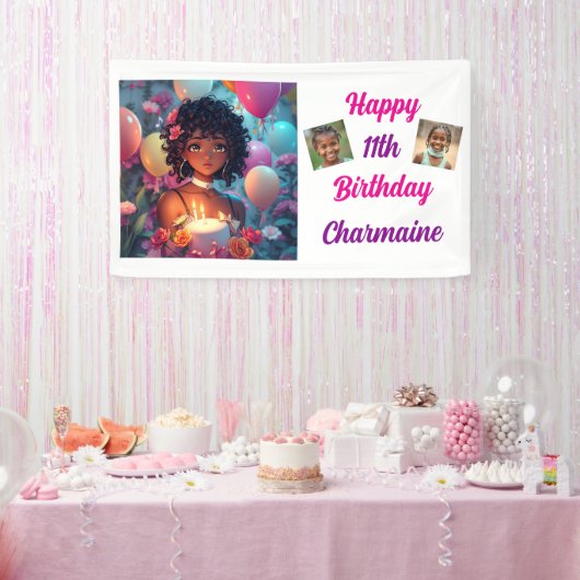 Anime Themed Birthday Girl Personalisiert Banner (Party)