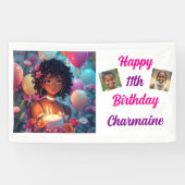 Anime Themed Birthday Girl Personalisiert Banner (Horizontal)
