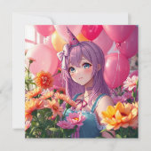 Anime Themed Birthday Girl Personalisiert Einladung (Vorderseite)